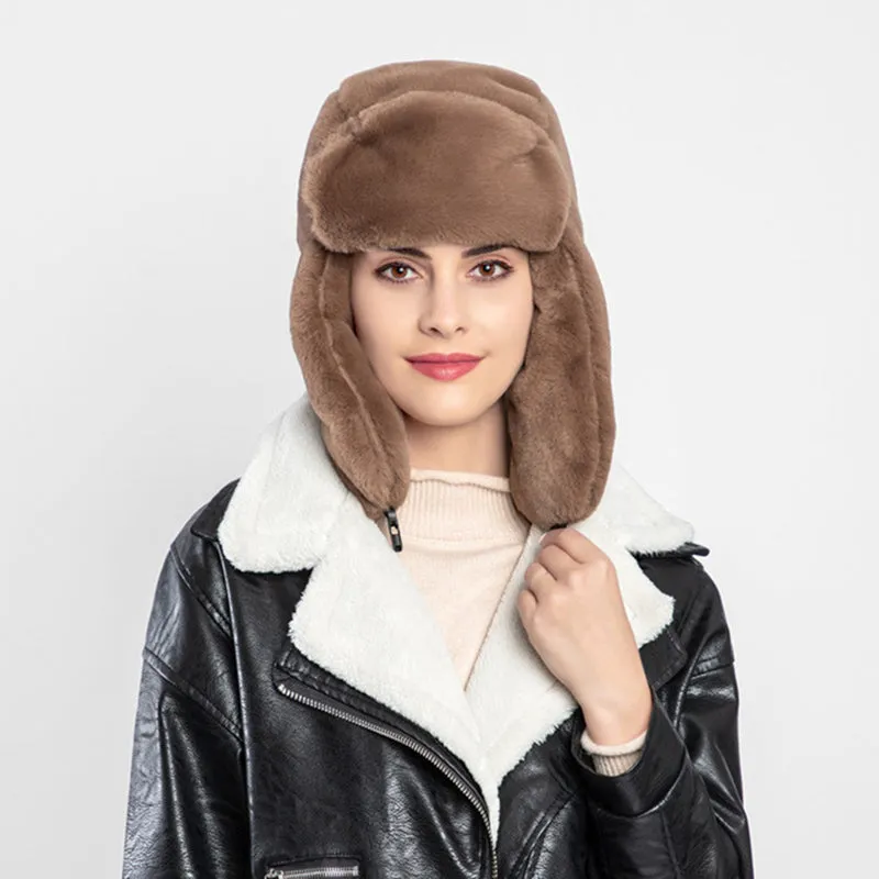 Women Men Winter Thick Warm Fluffy Ear Flaps Cap