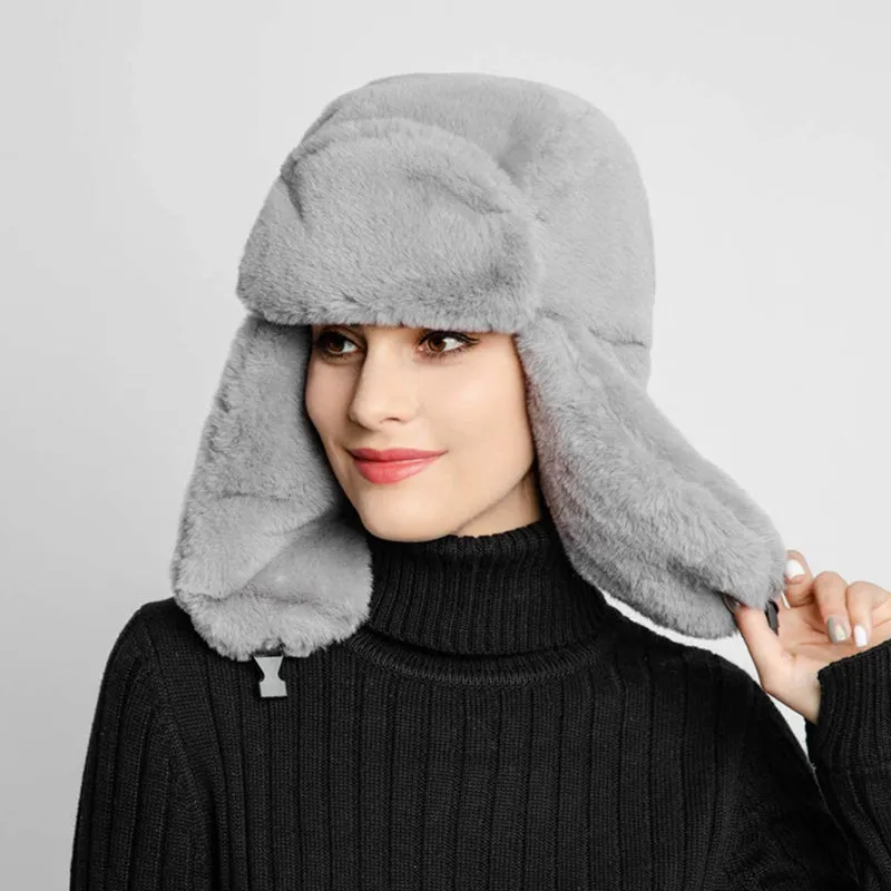 Women Men Winter Thick Warm Fluffy Ear Flaps Cap