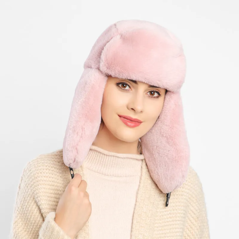 Women Men Winter Thick Warm Fluffy Ear Flaps Cap