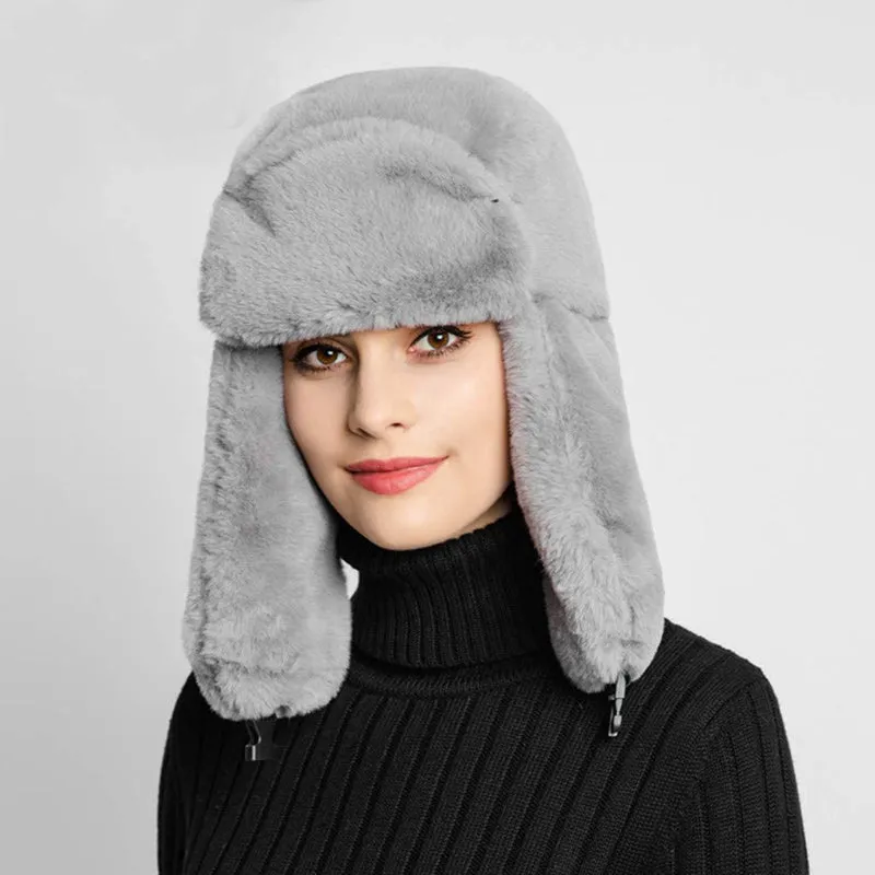 Women Men Winter Thick Warm Fluffy Ear Flaps Cap