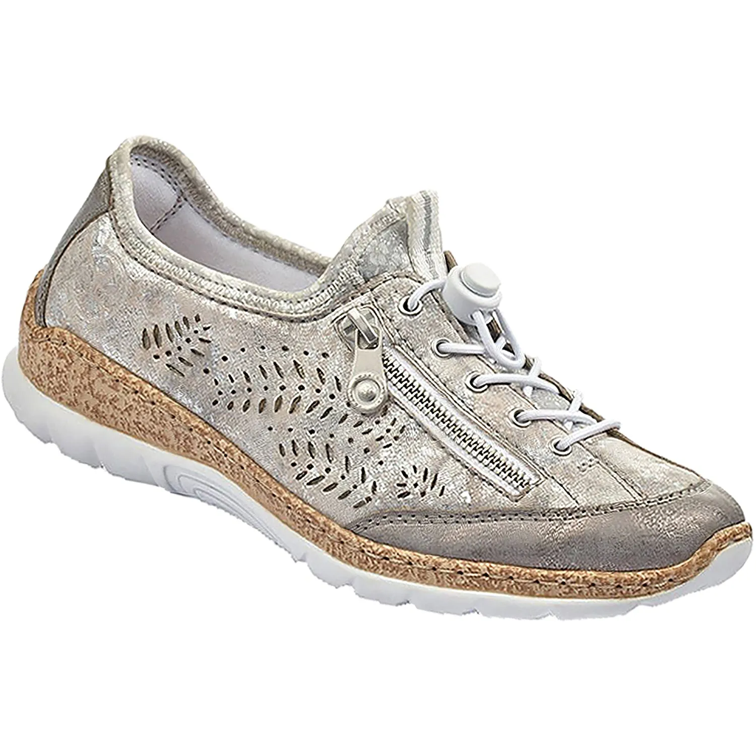 Women's Rieker N42K6-40 Nikita K6 Grey/Rose Metallic/Silver Flower Synthetic