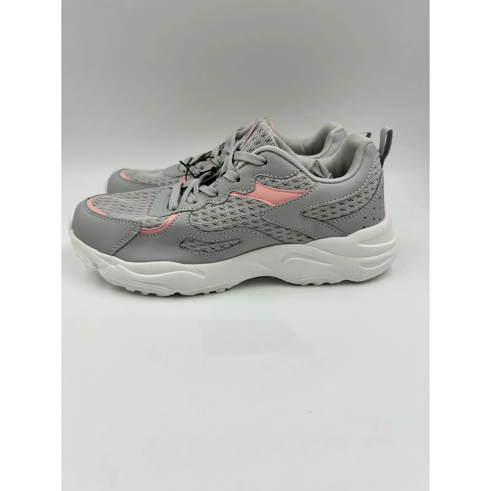 Women's Size 9.5, Gray Running Sneaker with Pink Accents and White Sole