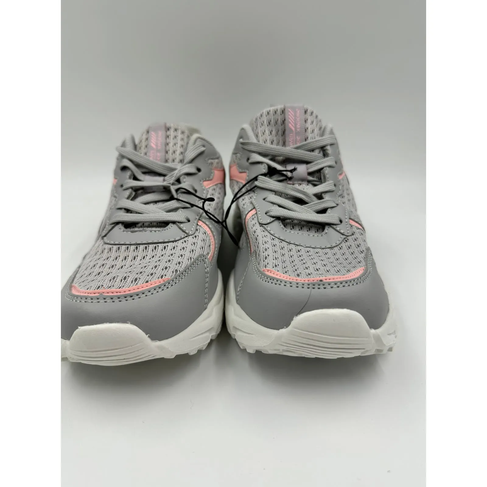 Women's Size 9.5, Gray Running Sneaker with Pink Accents and White Sole