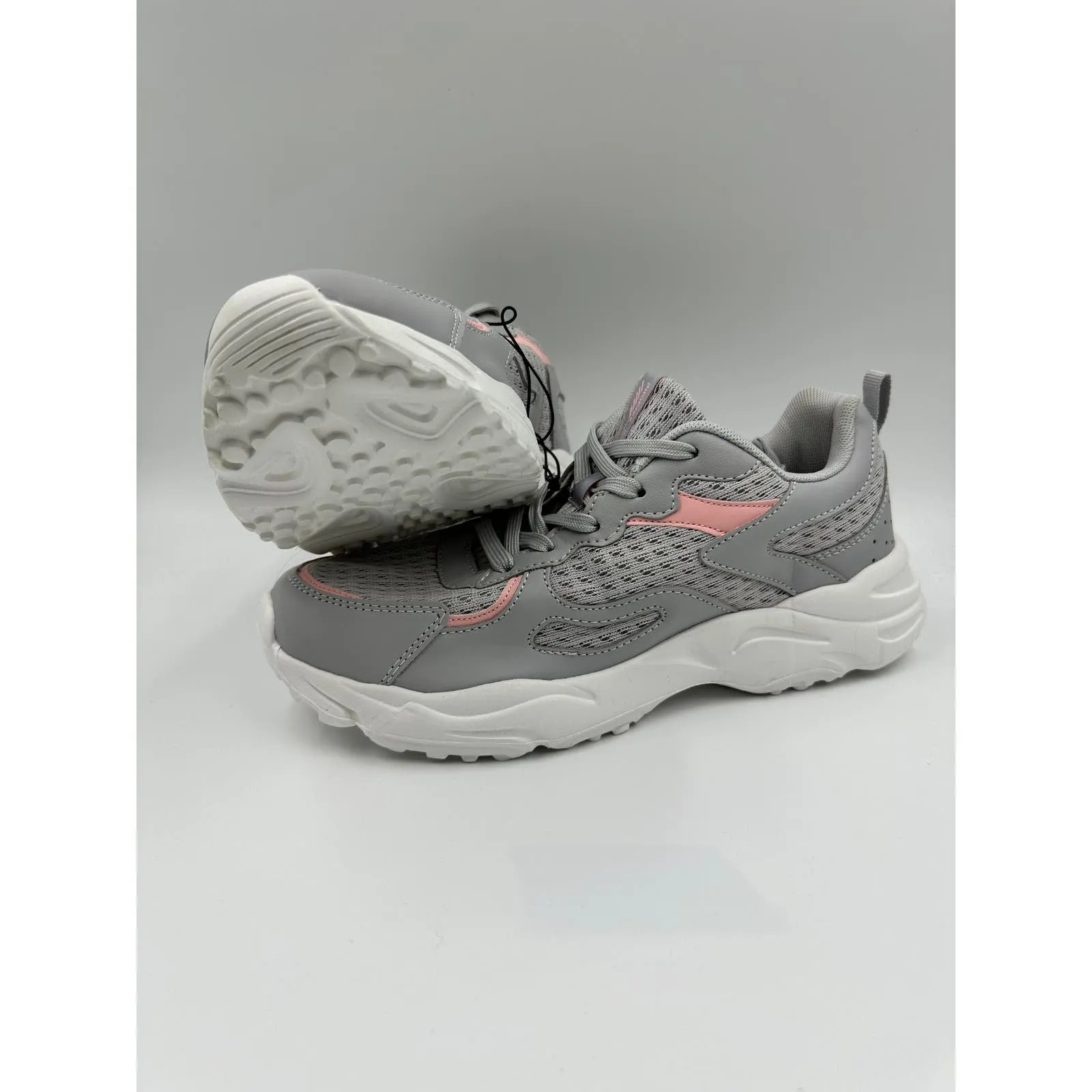 Women's Size 9.5, Gray Running Sneaker with Pink Accents and White Sole