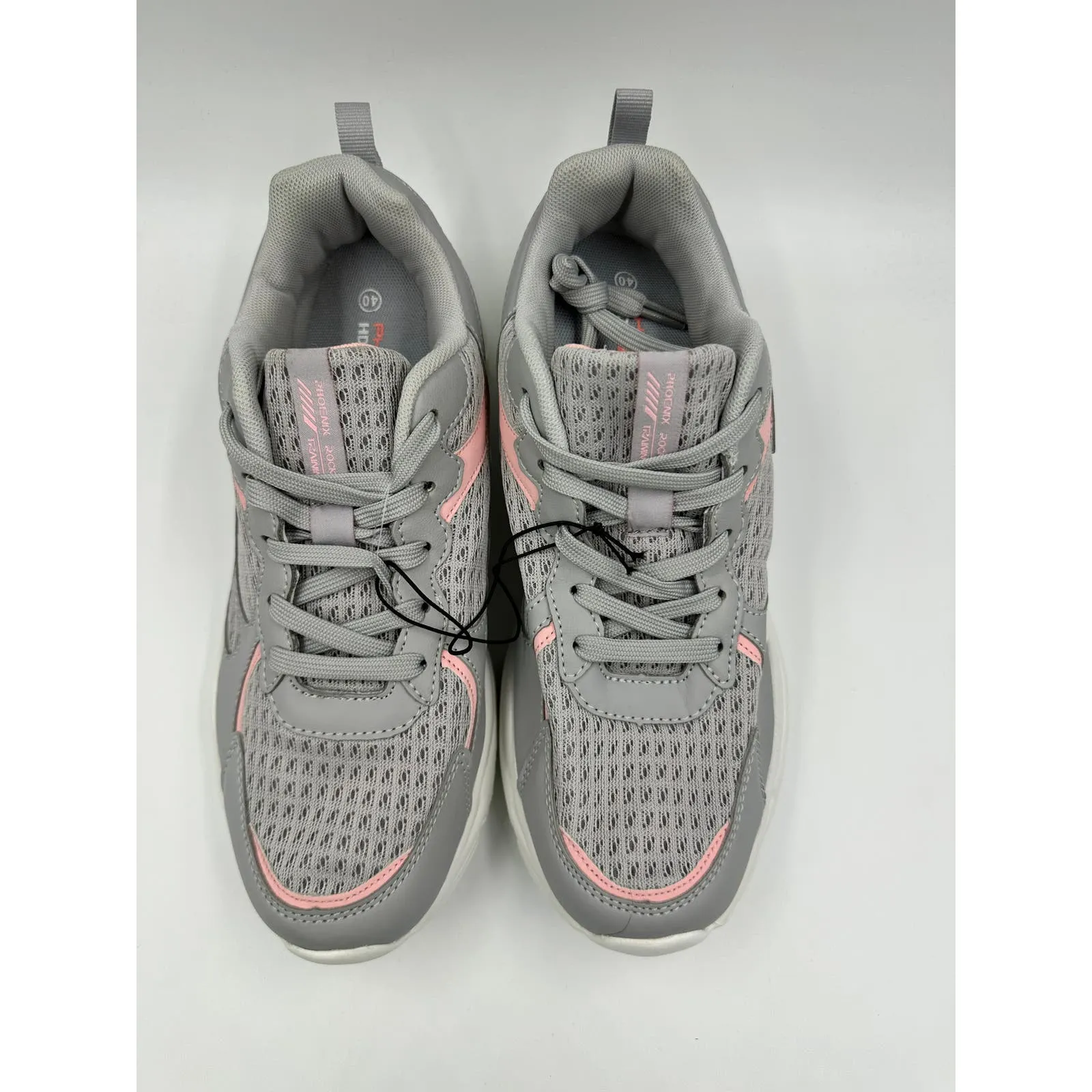 Women's Size 9.5, Gray Running Sneaker with Pink Accents and White Sole