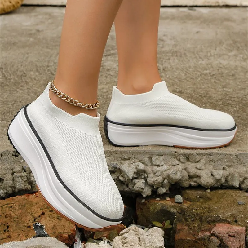 Women's Thick-soled Ankle Boots, Casual Round Toe breathable Sports Shoes