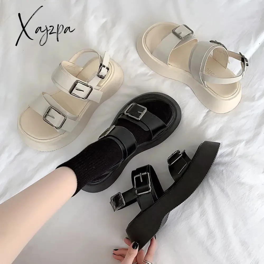 Xajzpa - Fashion 2023 platform sandals women summer shoes buckle Slides casual sandals women's sports shoes summer sandalia mujer