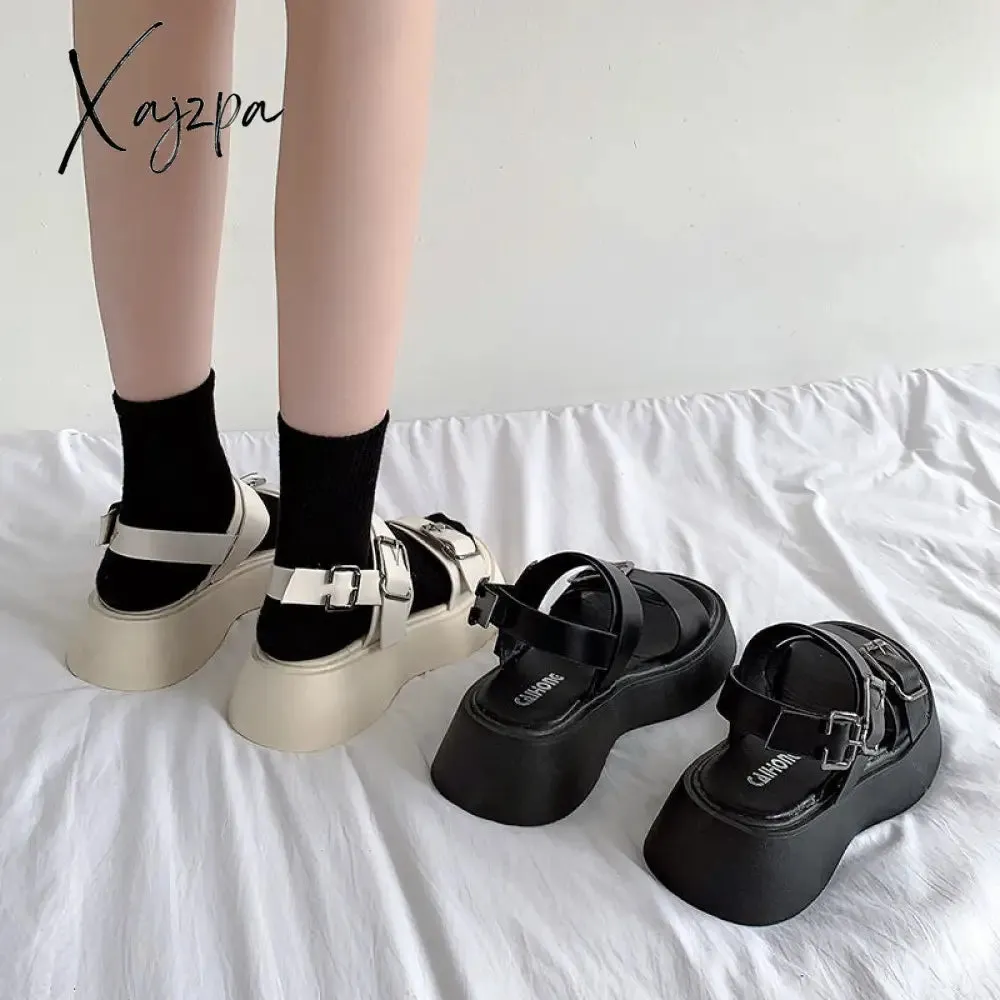 Xajzpa - Fashion 2023 platform sandals women summer shoes buckle Slides casual sandals women's sports shoes summer sandalia mujer