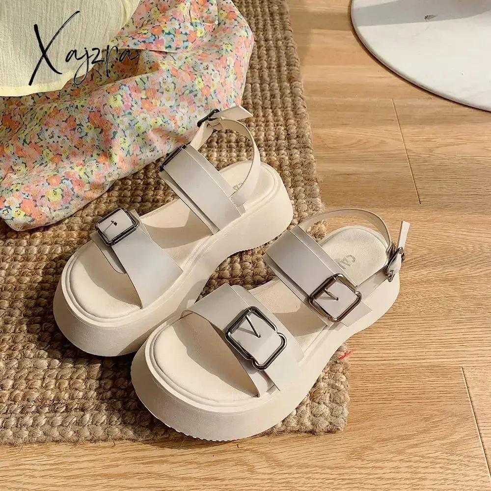 Xajzpa - Fashion 2023 platform sandals women summer shoes buckle Slides casual sandals women's sports shoes summer sandalia mujer