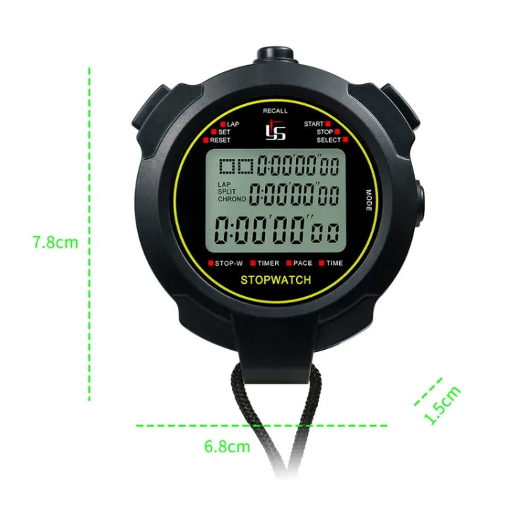 YS Stopwatch Timer Training Fitness Competition Stopwatch, Style: YS-760 60 Memories(Black)