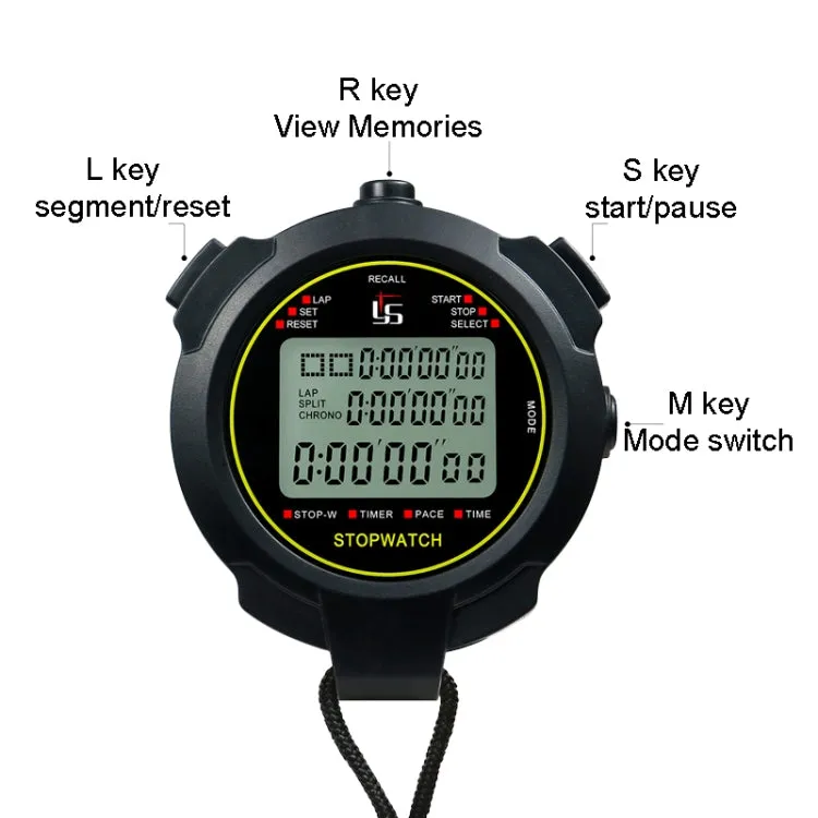 YS Stopwatch Timer Training Fitness Competition Stopwatch, Style: YS-760 60 Memories(Black)